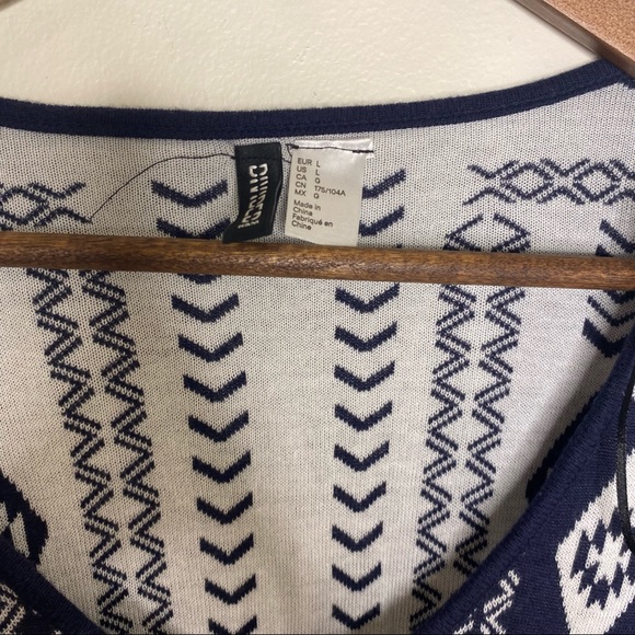 H&M divided poncho navy tribal print fringe tassels bohemian western - Picture 3 of 5